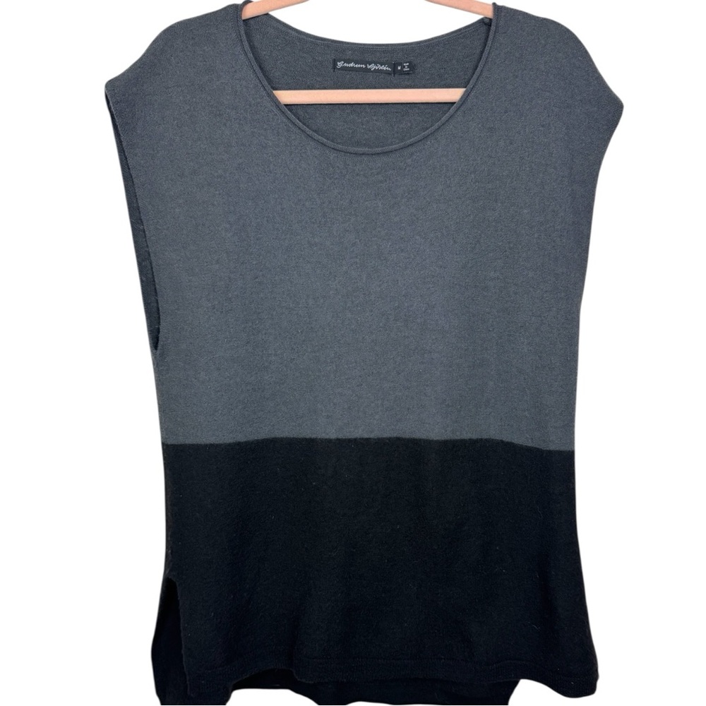 Gudrun Sjoden 100% Organic Wool Sleeveless Sweater Vest Grey Colorblock M